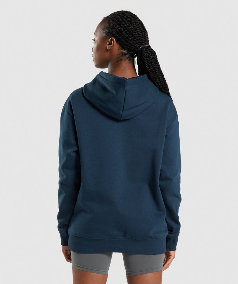 Women's Gymshark Apollo Oversized Hoodie Navy | CA 3715DN